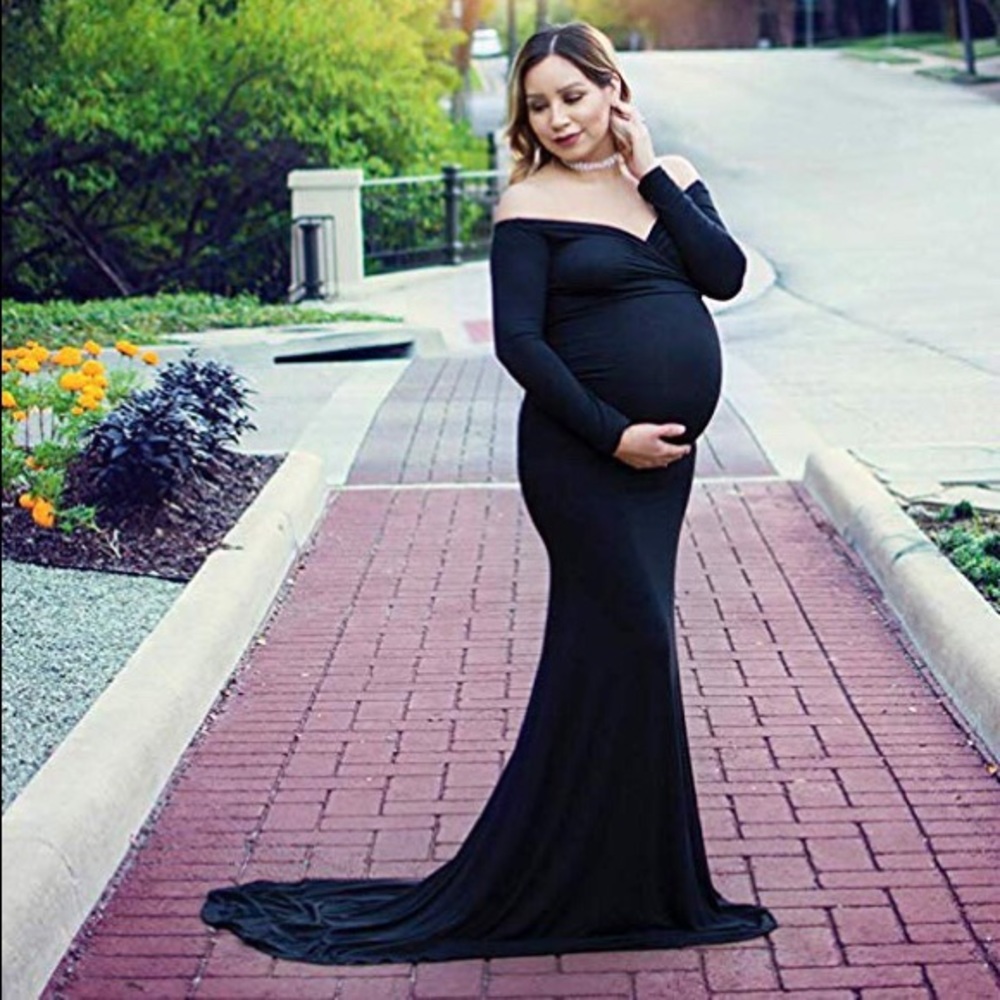 Black maternity gown
